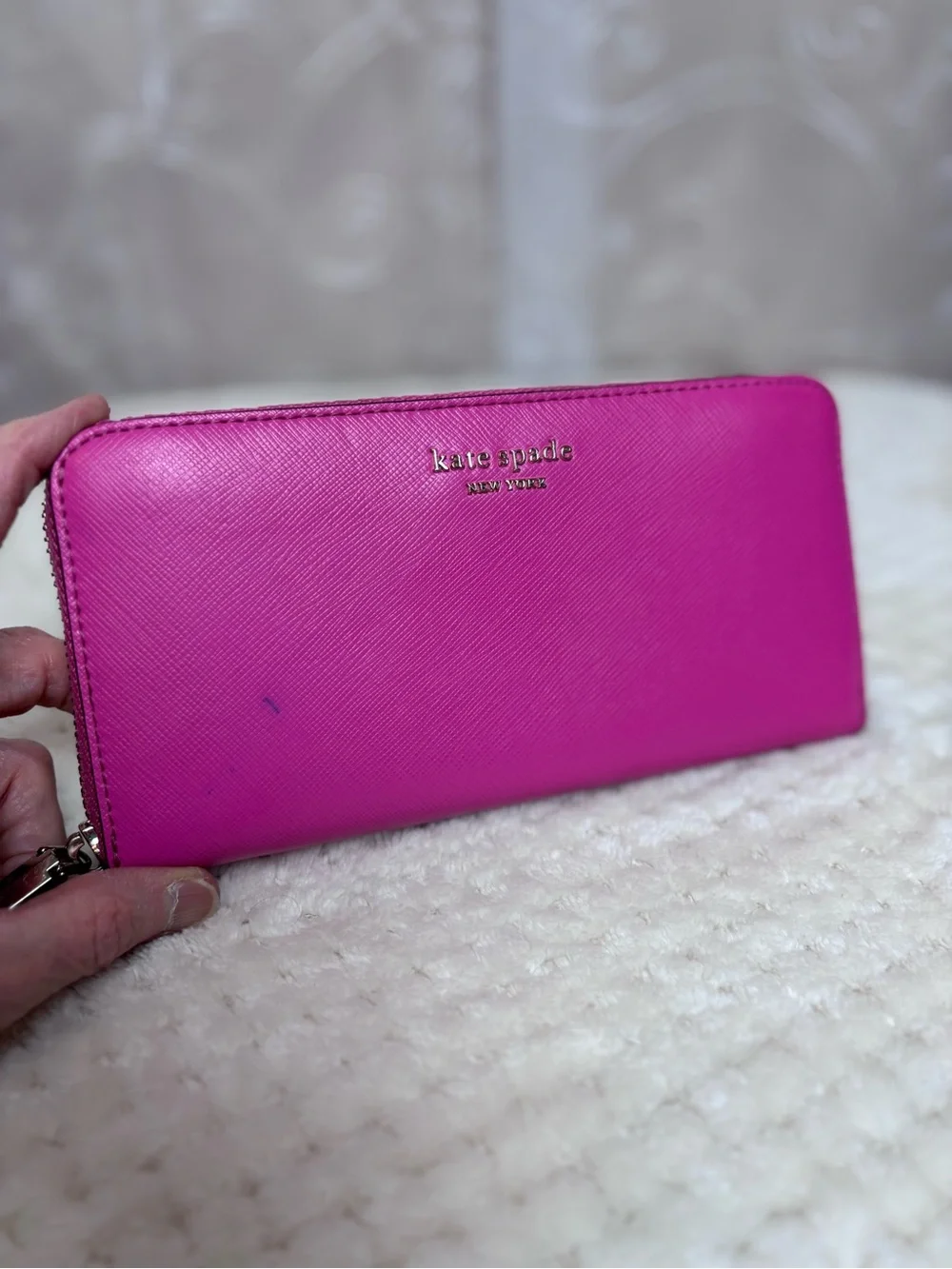 Kate Spade Vibrant Hot Pink Zip Around Continental Wallet